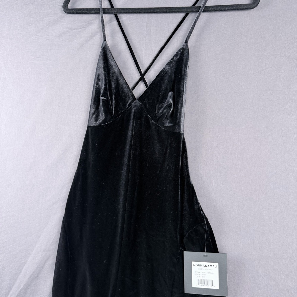 Norma Kamali Velvet Fishtail Jumpsuit Black S/36 Backless Adjustable Straps - Picture 12 of 14